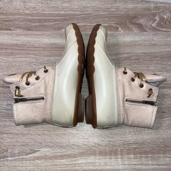 Sperry Duct Boots Women Sz 8.5 White and Gold - Picture 6 of 7